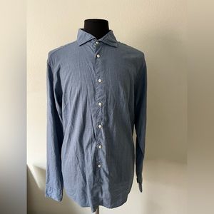 ETON Men's Blue Slim Fit Size 17.5 44  Long Sleeve Button Down Dress Shirt